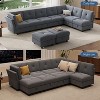 Acekool 143 Inch Modular U-Shaped Sectional Sofa, 9-Seat Blue Velvet Couch with Storage Ottoman, Upholstered Living Room Sofa, Apartment Furniture - 3 of 4