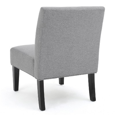 Abner Matte Black Leg Geometric Gray Fabric Accent Chair