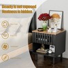 Lycvki 2 Set Nightstands with Grille Striped Doors and Metal Legs - 4 of 4