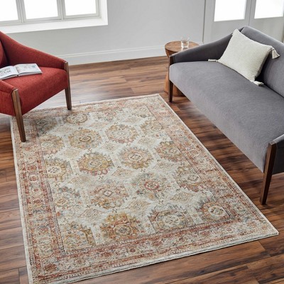 Hauteloom Crescentia Cream Textured Rug with Fringes