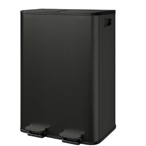 Stainless Steel Trash Can with Lid for Kitchen, Large Dual Trash and Recycle Bin Combo, Step-on Garbage Cans, PP Inner Buckets - 1 of 4