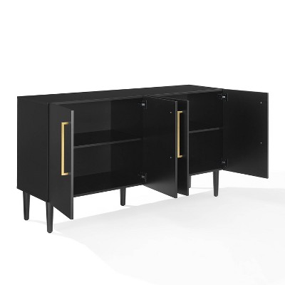 Everett Matte Black Mid-Century Sideboard with Tapered Legs