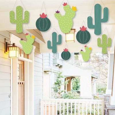 Big Dot of Happiness Hanging Prickly Cactus Party - Outdoor Hanging Decor - Fiesta Party Decorations - 10 Pieces