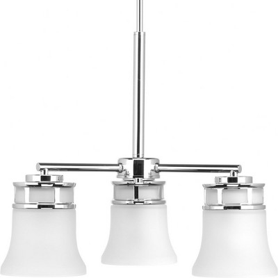 Progress Lighting Cascadia 3-Light Chandelier, Polished Chrome, Etched Glass Shades