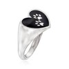 Ross-Simons Italian Sterling Silver and Black Enamel Paw Print Heart Ring - 3 of 4