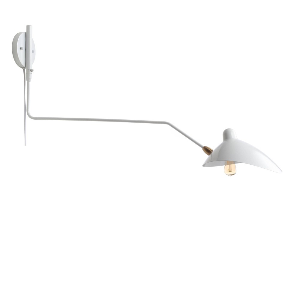 8.5" Iron Frank Retro Swing LED Wall Sconce White - Jonathan Y: Adjustable, Mid-Century, Hardwired, UL Listed