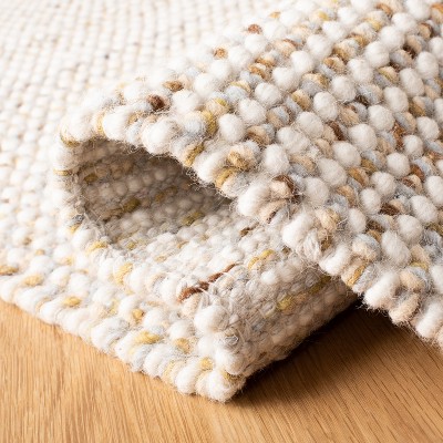 Ivory and Silver Hand-Woven Wool Runner Rug, 2'-3" x 8'