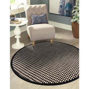 Unique Loom Laurel Handwoven Jute Collection Area Rug - Haven (7' 10" Round Black and White) - 1 of 4