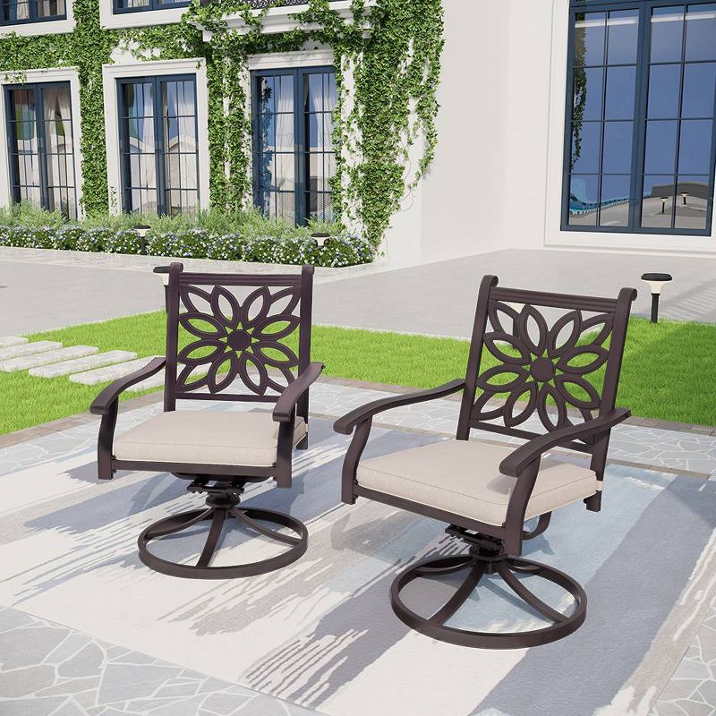 2pk Outdoor Extra Wide Cast Aluminum Swivel Chairs with Cushions - Captiva Designs, 1 of 10