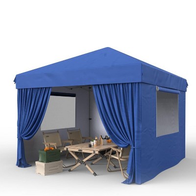 10x10 Pop Up Canopy Tent with 4Pcs Sidewalls, Portable Instant Canopy with 4 Stakes, 4 Ropes, 4 Sandbags for Patio, Outdoor, Camping