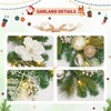 6 ft Christmas Garland with Lights, Prelit Christmas Garland for Mantle with 20 LED Lights Timer Gold Balls Magnolia Flower - 4 of 4