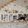 COZONY 90 Inch Large Dog Crate Furniture, Double Kennel with Feeding Station Storage for 2 Dogs - 2 of 4