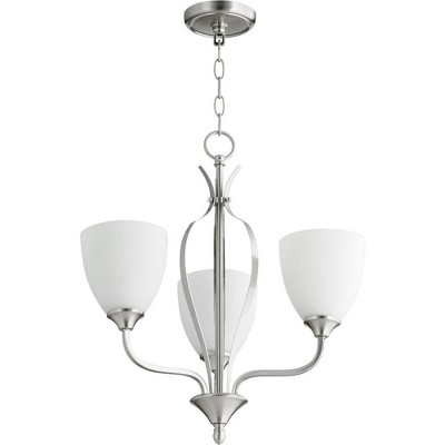 Quorum Lighting Jardin 3-Light Chandelier, Satin Nickel, 20W, 21H