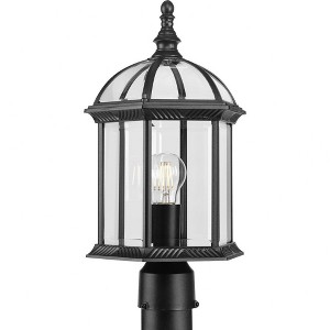 Progress Lighting Dillard 1-Light Outdoor Post Lantern in Textured Black with Clear Beveled Glass - 1 of 1