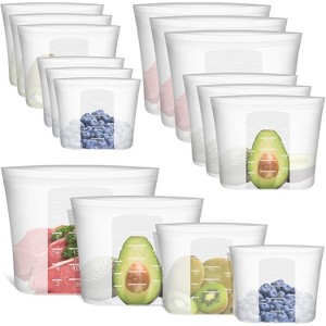 Silicone Reusable Storage Bags, Stand Up Zip Lock Containers, Freezer, Microwave, Oven Safe - 1 of 4