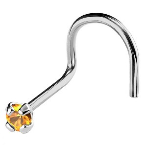 Jewelry Avalanche 22G 14K Gold Nose Screw Nose Stud with Citrine Gemstone - 1 of 2