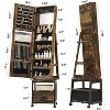 LED Mirror Jewelry Cabinet, 360° Swivel Frameless Full-Length Mirror 66 Inch Tall Standing Lockable Jewelry Armoire Organizer, Foldable Makeup Shelf - 2 of 4