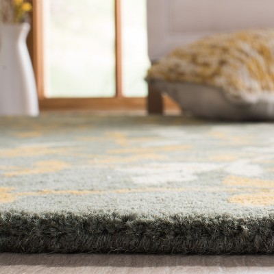 Gray and Gold Tufted Wool and Viscose Area Rug