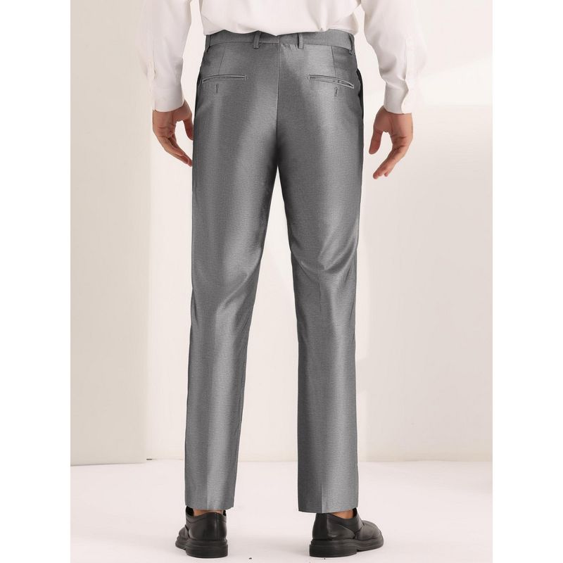 Lars Amadeus Men's Slim Fit Solid Stretch Flat Front Work Business Trousers, 3 of 6