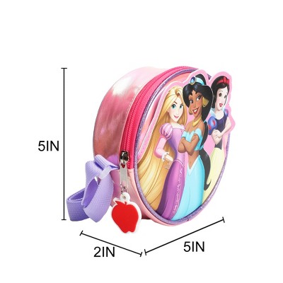 Disney Princess Character Patch Pink 5.5" Mini PU Handbag - image 3