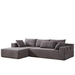 TiramisuBest 108" L Shaped Sectional Sofa Chenille Upholstered Modular 4 Seat Convertible Couch Set Seating 6 Pillows Living Room Left /Right Side - 1 of 4