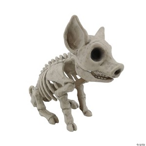 9 3/4" Sitting Pig Plastic Skeleton Halloween Tabletop Decoration - 1 of 3