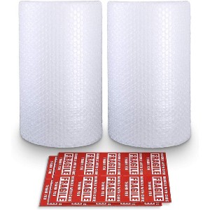Attop Bubble Cushioning Wrap Rolls, Perforated Every 12", 20 Fragile Stickers for Packaging, Shipping, Mailing 2 Rolls: 12 in x 72 ft - 1 of 4