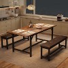 Extendable Dining Table Set with Upholstered Benches - 4 to 6 Seater, 63" Expandable Table, 300lb Capacity, Space-Saving Foldable Design - 3 of 4