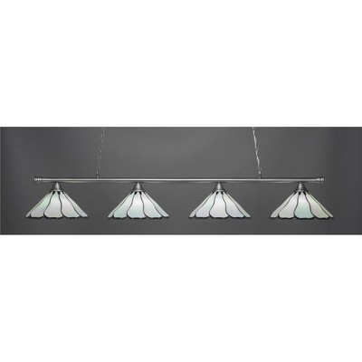 Toltec Lighting Oxford 4 - Light Island Pendant Light in  Brushed Nickel with 16" Pearl & Black Flair Art Glass Shade