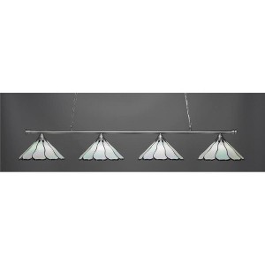 Toltec Lighting Oxford 4 - Light Island Pendant Light in  Brushed Nickel with 16" Pearl & Black Flair Art Glass Shade - 1 of 1