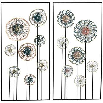 Lavish Home Rustic Metal Wire Stemmed Flower Wall Decor in Brown