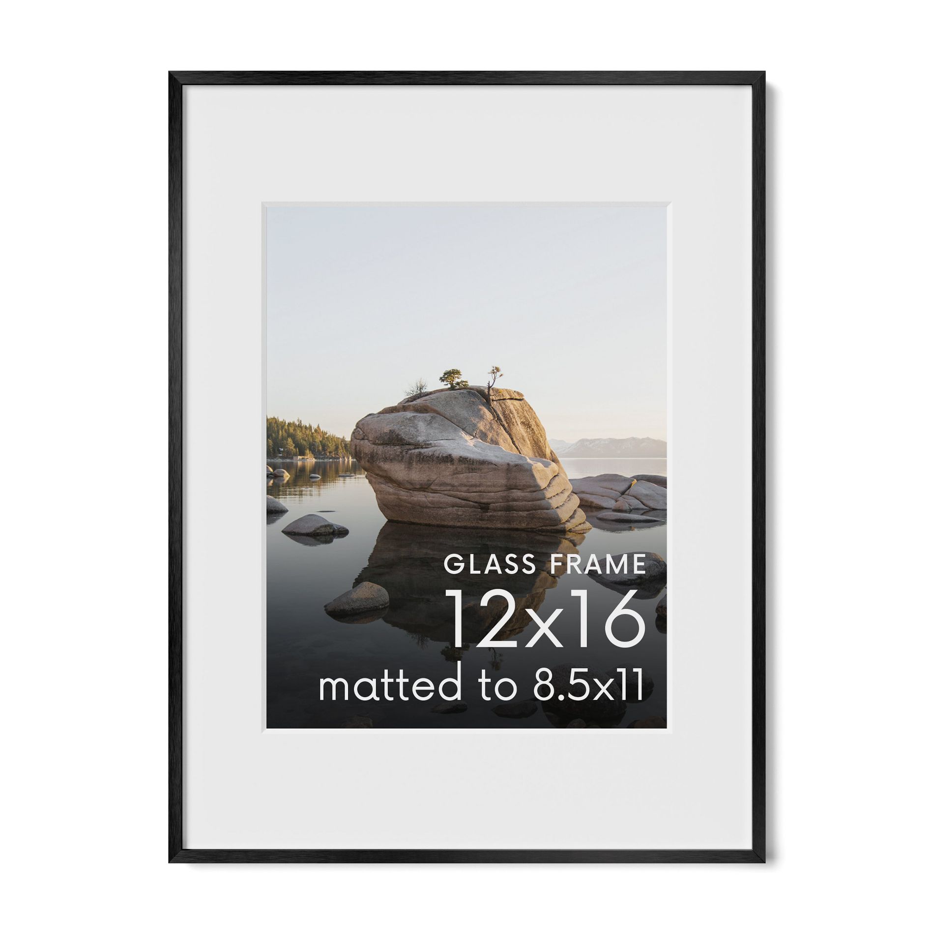 Haus and Hues Metal Picture Frame with Glass, Black, 12x16
