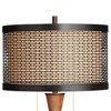 Franklin Iron Works Rustic Industrial Table Lamp with USB Charging Port 29.75" Tall Bronze Metal Cherry Wood Double Drum Shade Living Room - 4 of 4