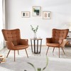 Yaheetech Set of 2 Mid-century Tufted High Back Faux Leather Accent Chair with Wood-tone Metal Leg for Living Room Bedroom Apartment - 2 of 4