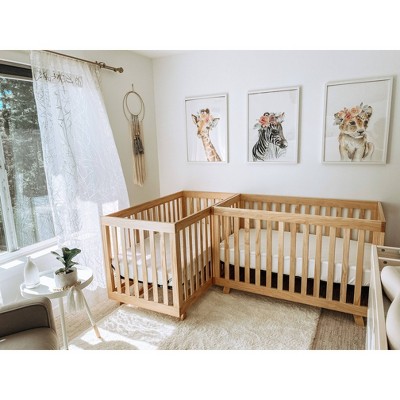 Natural Wood 3-in-1 Convertible Crib with Adjustable Mattress Base