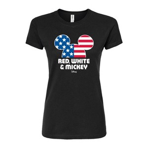 Women's - Disney - Red White And Mickey Fitted Graphic T-Shirt - 1 of 3