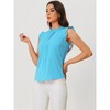 INSPIRE CHIC Women's Ruffled Curved Hem Business Office Vintage Sleeveless Blouse - 3 of 4
