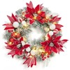 24 Inch Pre-Lit Xmas Wreath for Fireplace Window Wall Decor - 2 of 4