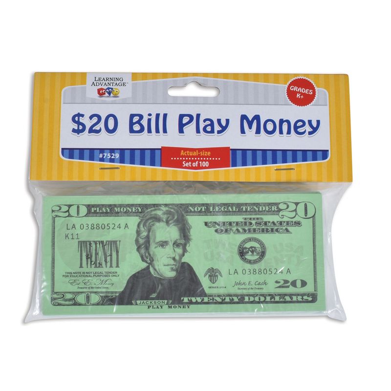 Learning Advantage Play Bills, $20 Bills, Set of 100, 1 of 5