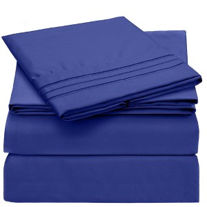 Mellanni 1800 Bed Sheets Twin XL Royal Blue - 1 of 3