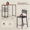 Dining Room Table with 2 Upholstered Chairs, Bistro Table and Chairs Set of 2 with Storage Shelves, Dining Table and Chairs with Metal Frame - 3 of 4