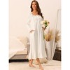 cheibear Women's Victorian Long Sleeve Ruffle Night Gown Sleepwear with Pockets - 2 of 4