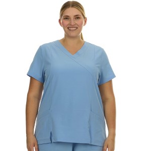 HEAL+WEAR Plus Size Women Scrub Top V-Neck Elastic Waist Workwear