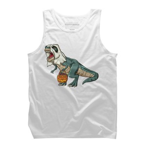 Men's Design By Humans Trex Ghost Costume Design Funny Halloween Dinosaur By Threadlets Tank Top - 1 of 3