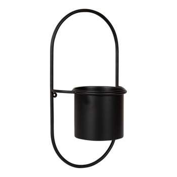 Set Of 2 8 Wall Mounted Flower Pot Holder Ring Brackets Black Powder Coat  - Achla Designs : Target