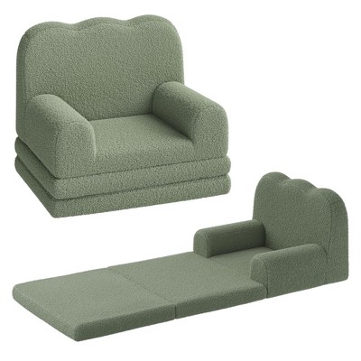 GustoWave Kids Couch, 2-in-1 Toddler Couch Fold Out, Convertible Sofa to Lounger with Wave Design, Foam Kids Chair