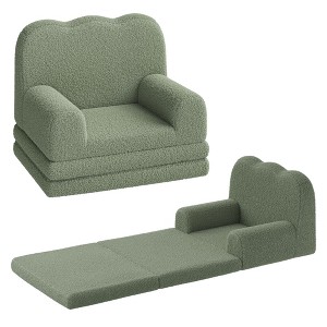 GustoWave Kids Couch, 2-in-1 Toddler Couch Fold Out, Convertible Sofa to Lounger with Wave Design, Foam Kids Chair - 1 of 4