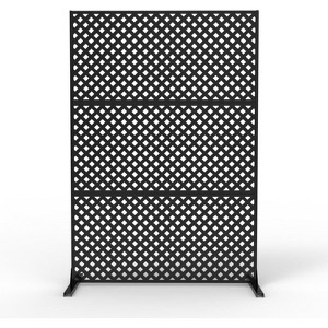 Metal Privacy Screen, Galvanized Steel Privacy Fence Panel with Stand, Decorative Room Divider for Patio, Deck, Balcony, Garden, Indoor/Outdoor Use - 1 of 4