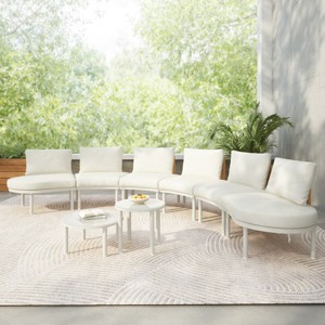 Outdoor Sectional Sofa Set, 8 Pcs Half Moon Sofa With Tempered Glass Coffee Tables, Sofa with Aluminum Frame and PE Cushions-Coolbibila - 1 of 4