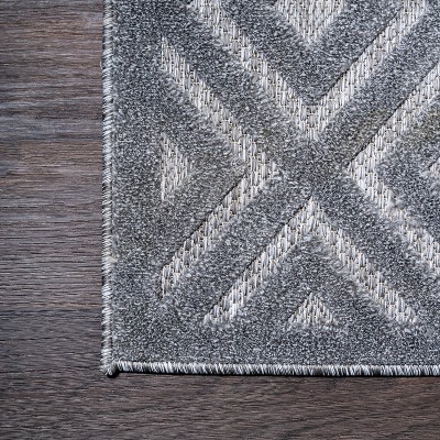 Handmade Dark Gray Geometric Round Synthetic Rug